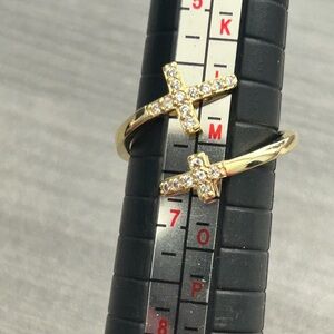 Adjustable 18K Gold Filled Cross Wrap Ring | AAA CZ | Open Band